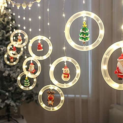 Quace Ring Santa Curtain Light
